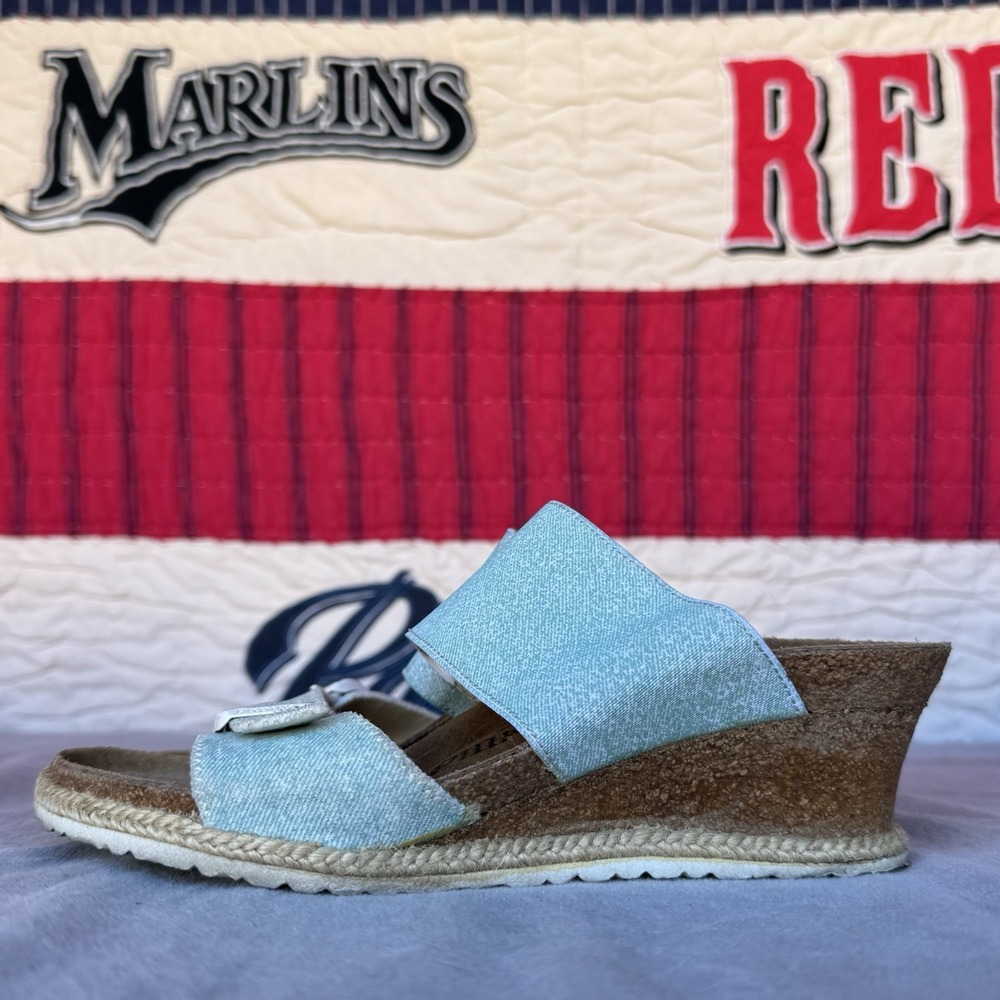 Size 38/W7 -‎ Birkenstock Papillo Della Wedge Sandals Blue White Buckle